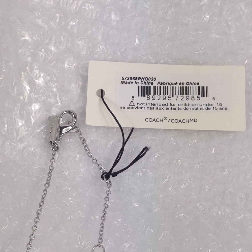 Coach Necklace Heart Shaped Pendant Silver Over Brass - Picture 5 of 5